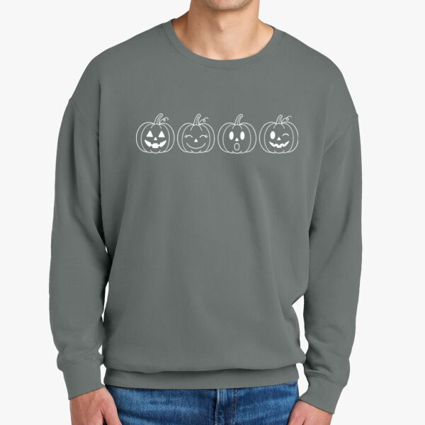 Comfort Colors® Lightweight Crewneck Sweatshirt-4 Pumpkins Thumbnail