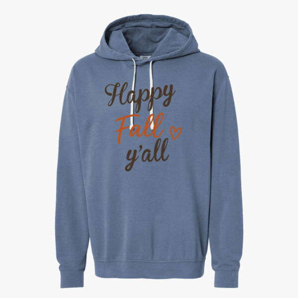 Comfort Colors® Lightweight Hooded Sweatshirt-Happy Fall  Thumbnail